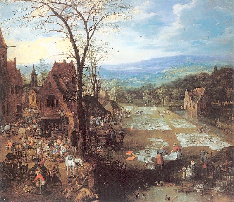 Momper II, Joos de A Flemish Market and Washing-Place Germany oil painting art
